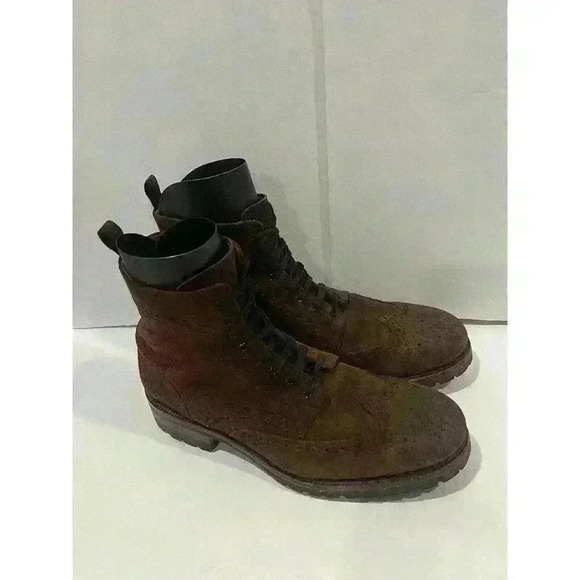 NWOB Frye George Men’s Wingtips Brown Suede Leather Boots Chukka Size 11 - Picture 10 of 13